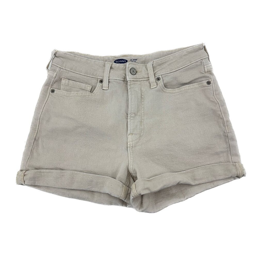 Old Navy OG Short High Rise Cuffed‎ Women's size 6 Cream Beige Denim Jean Shorts